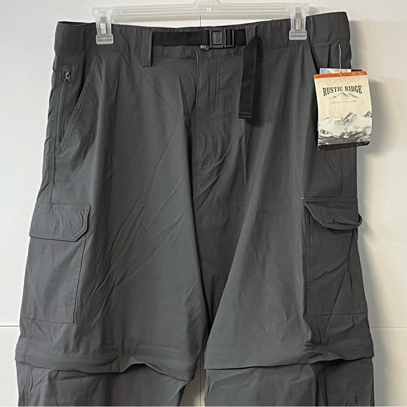 New Men’s Rustic Ridge Carbon Gray Convertible Zip-Off Hiking Cargo Pants 2X - Picture 3 of 13